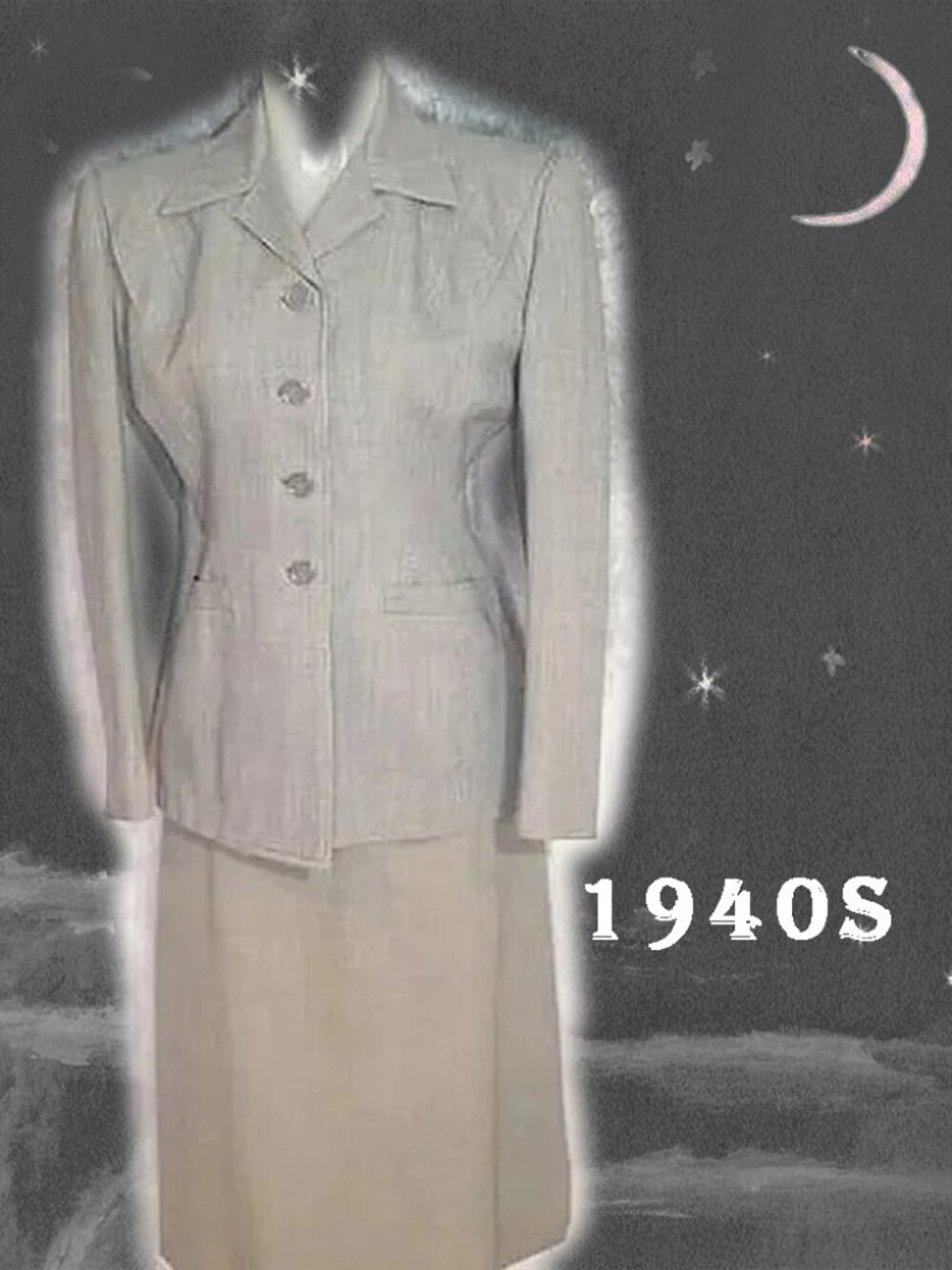 Vintage Skirt Suit, 40s Pencil Skirt & Tailored Fitted Blazer